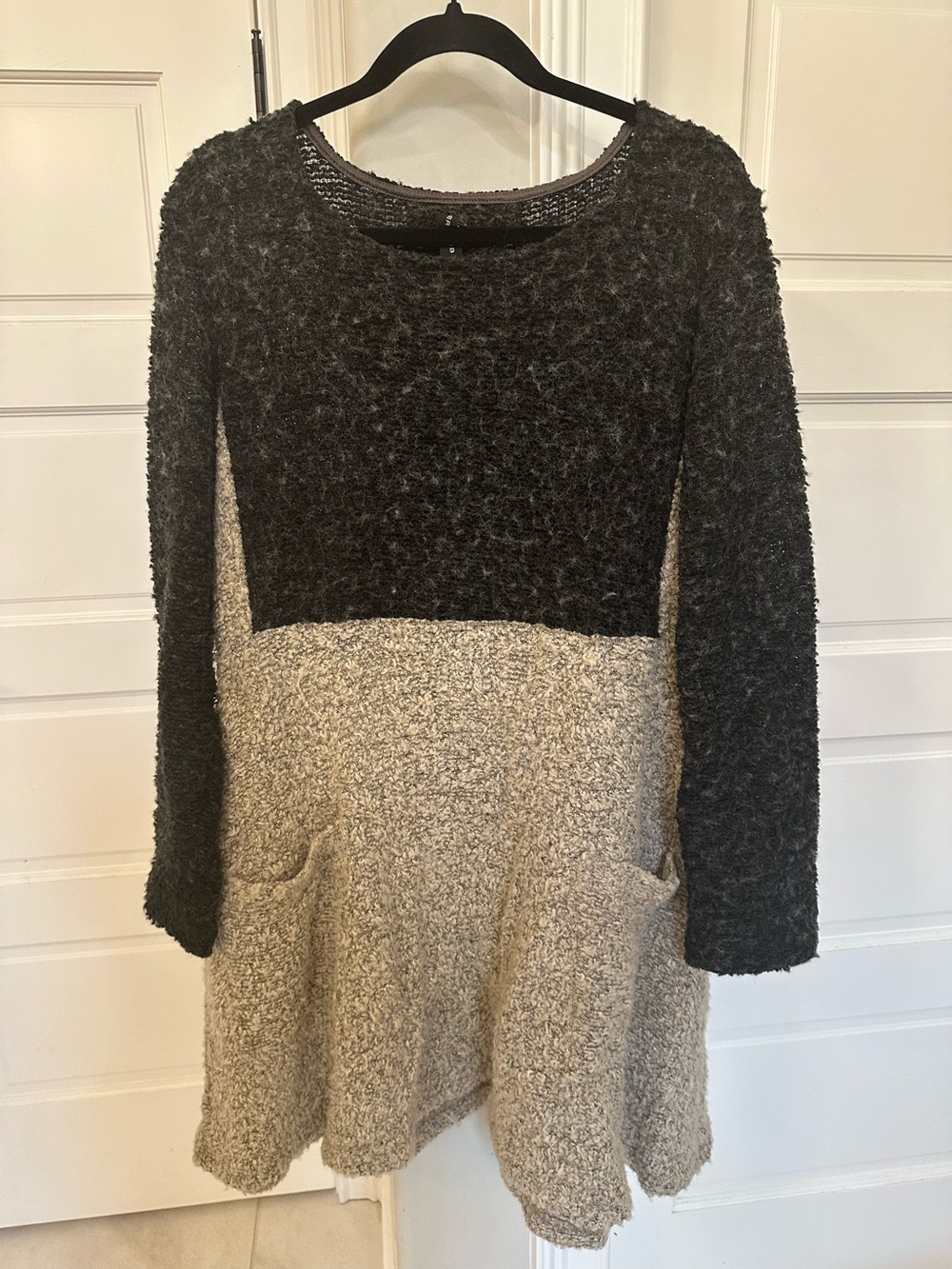 Gershon Bram Colorblock Boucle Knit Tunic Dress Sz L Oversized Avant Garde Lagen